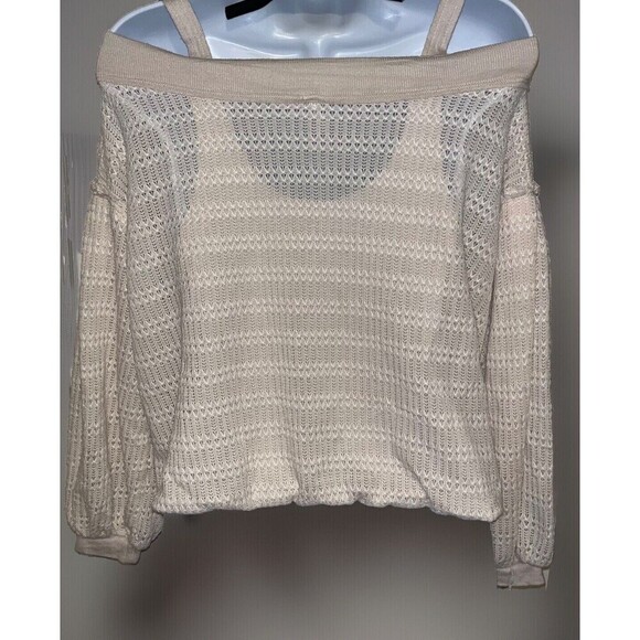 Free People XS/TP Sistine Hacci Knit Top Cold Shoulder Cream Womens Boho - Picture 3 of 15